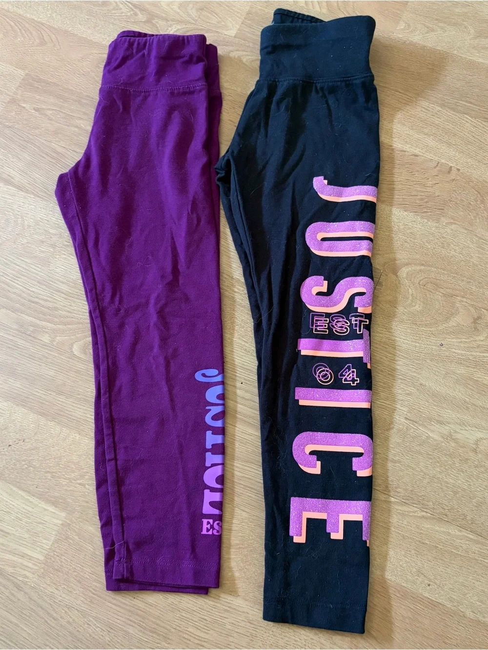Justice girls purple & black capri/leggings bundle Sz XS